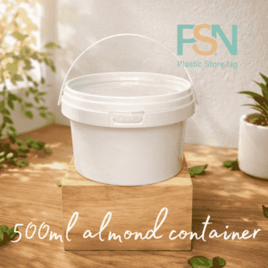 500ml almond white plastic food container with lid for packaging and storage in Nigeria – food-grade and reusable