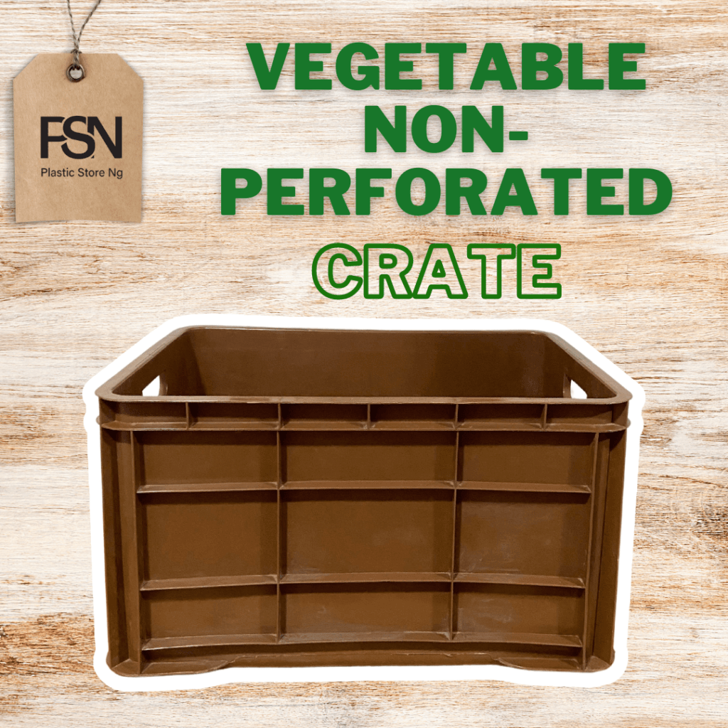 Non-perforated vegetable storage crate for market or warehouse