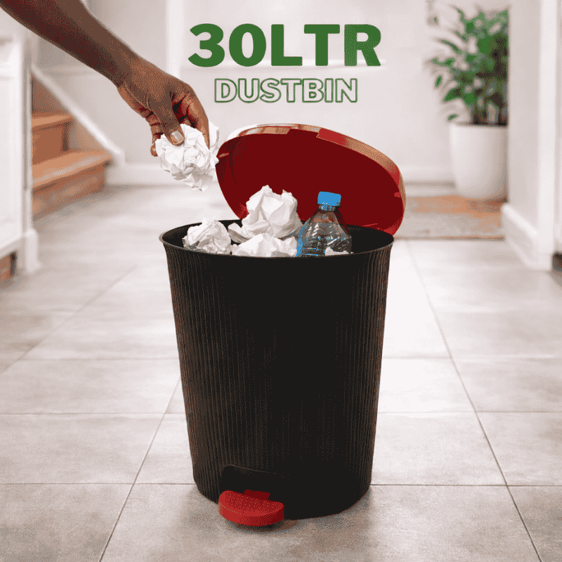30 litre plastic dustbin with lid for household and office waste disposal in Nigeria