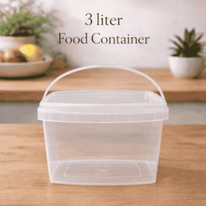 3 litre squared plastic storage container with lid for food and household storage