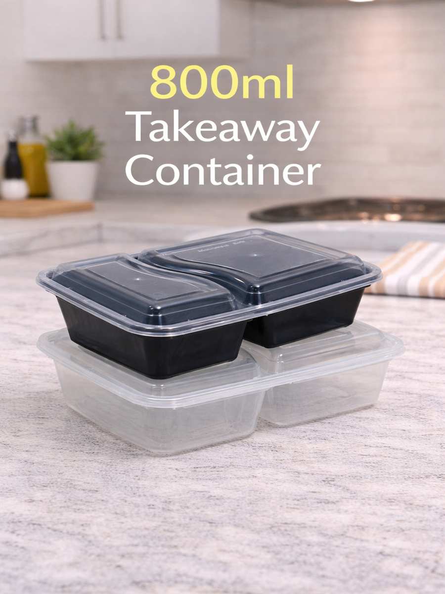 800ML Takeaway Container-2 Compartment (100pcs)